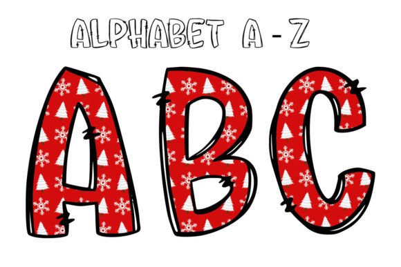 Alphabet Letters Doodle Christmas Tree Illustrations