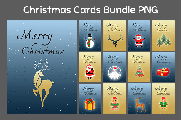 Christmas Cards Bundle PNG for Editorial and Web Design