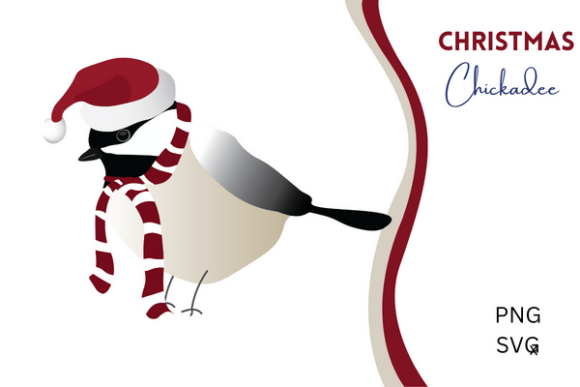 Christmas Chickadee Bird Illustration for Local Branding