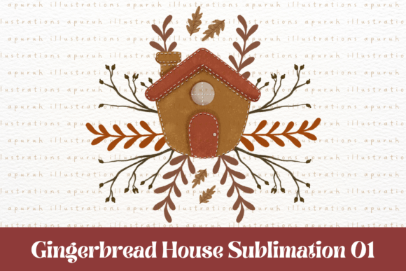 Christmas Gingerbread House Sublimation1 Illustrations