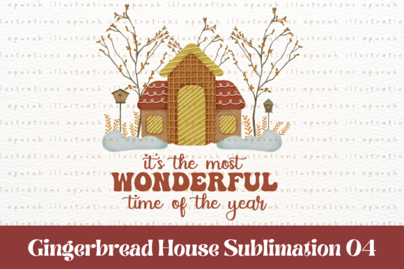 Christmas Gingerbread House Sublimation4 Illustrations