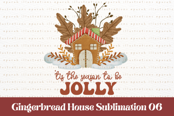 Christmas Gingerbread House Sublimation6 Illustrations