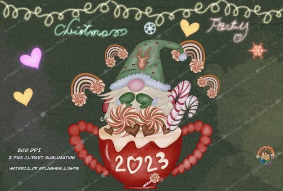 Christmas Gnomes Coffee Sublimation Clip Illustrations