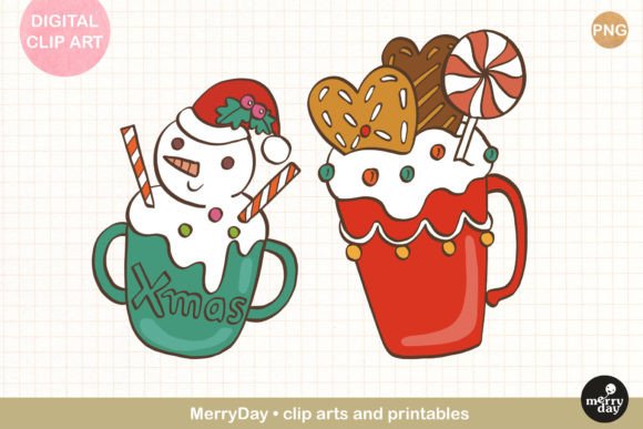 Christmas Holiday Mugs Illustration PNG