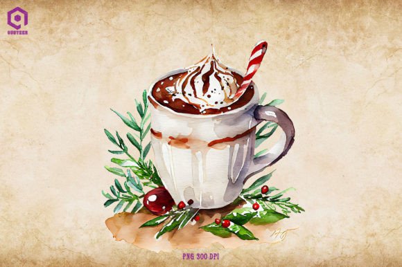 Christmas Hot Cocoa Clipart 2 for Branding and Marketing