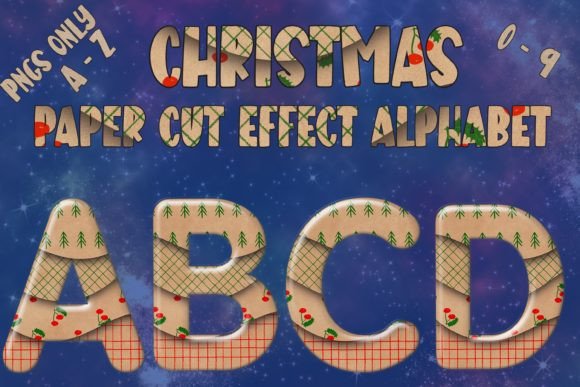 Christmas Kraft Paper-Cut Alphabet-Part1 Illustrations