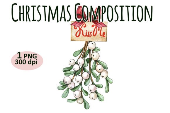 Christmas Mistletoe Composition PNG for Creative Projects