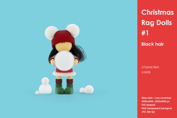 Christmas Rag Dolls Illustrations for Seasonal Design Projects