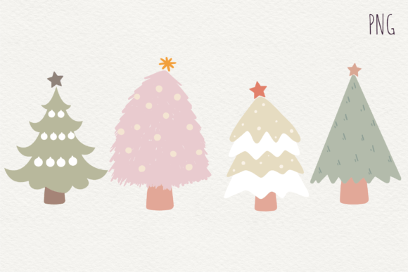 Christmas Tree Retro Png Illustration for Branding