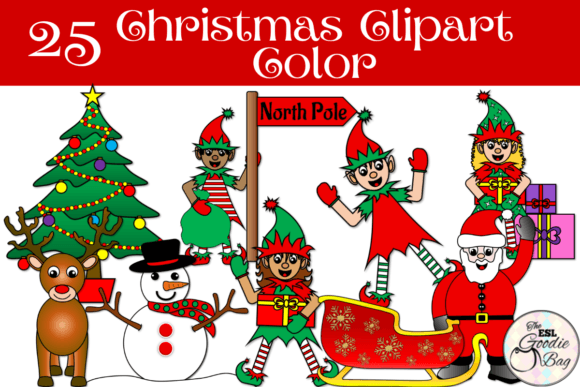 Cute Christmas Color Clipart Set 1 for Illustrations