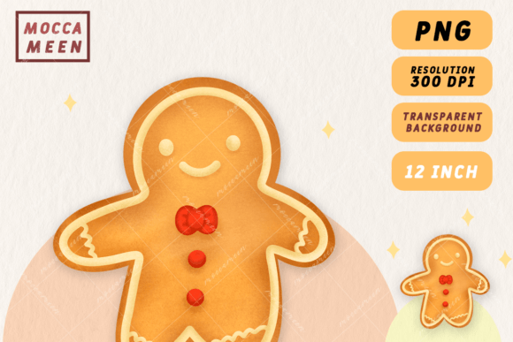 Cute Christmas Gingerbread Cookie Icing Illustrations