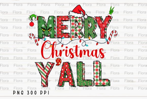 Merry Christmas Y all Doodle Sublimation Illustrations
