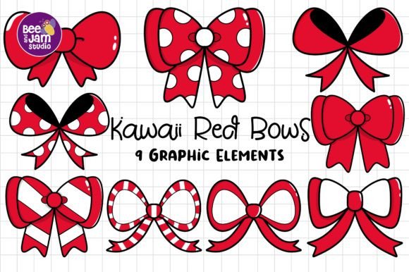 Red Christmas Bow PNG Illustrations for Branding and Marketing