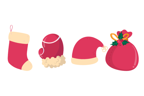 Santa Christmas Set Decoration Illustrations