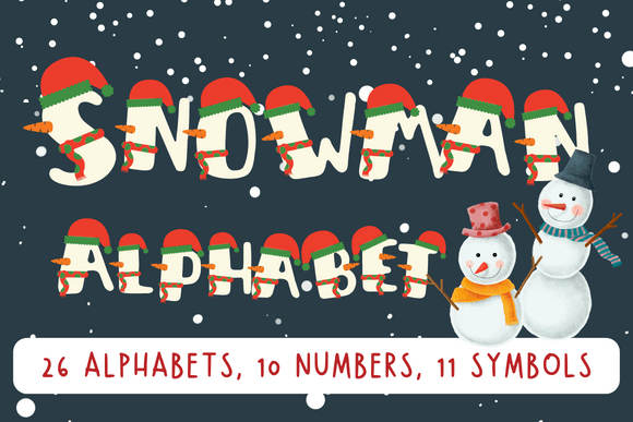 Snowman Christmas Alphabet Letters Illustrations