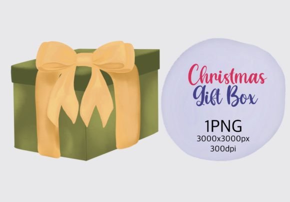 Watercolor Christmas Gift Box Clipart for Festive Illustrations